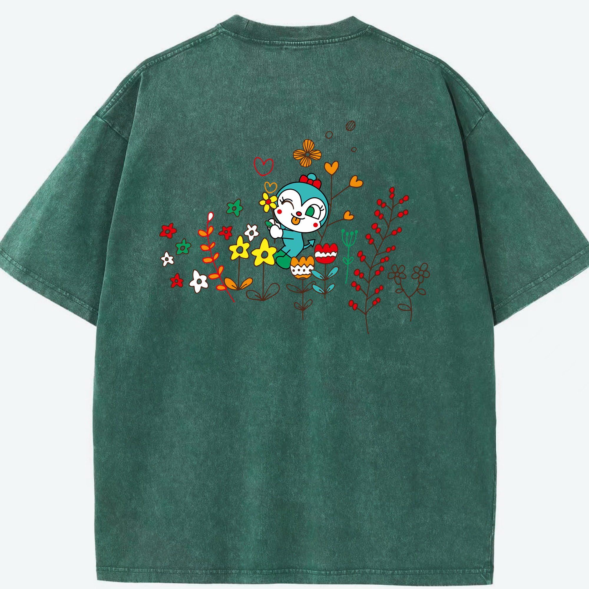 （画像用） アンパンマン Anpanman 綿100% ヴィンテージ風 半袖Tシャツ（背面プリント）